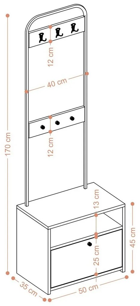 Quinn White and Black cipősszekrényes fogas