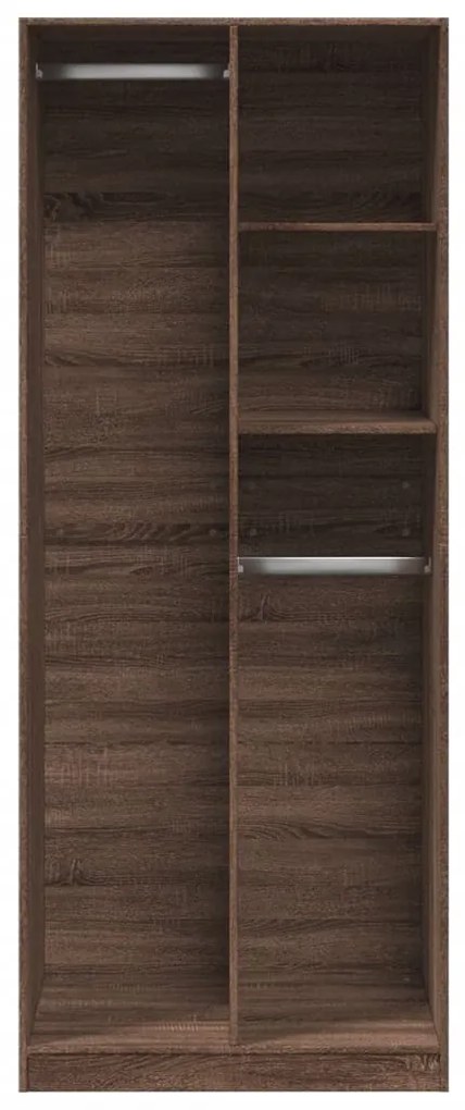 barna tölgy színű szerelt fa ruhásszekrény 80 x 50 x 200 cm