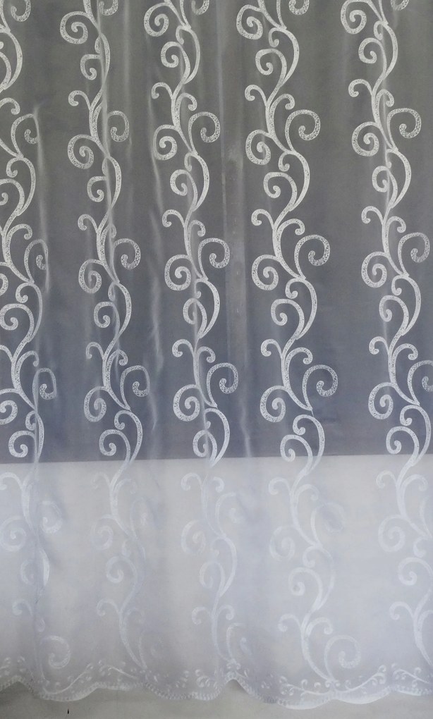 Mg Függöny Itea Fátyol Hímzés fehér 380x230 cm kész szalaggal