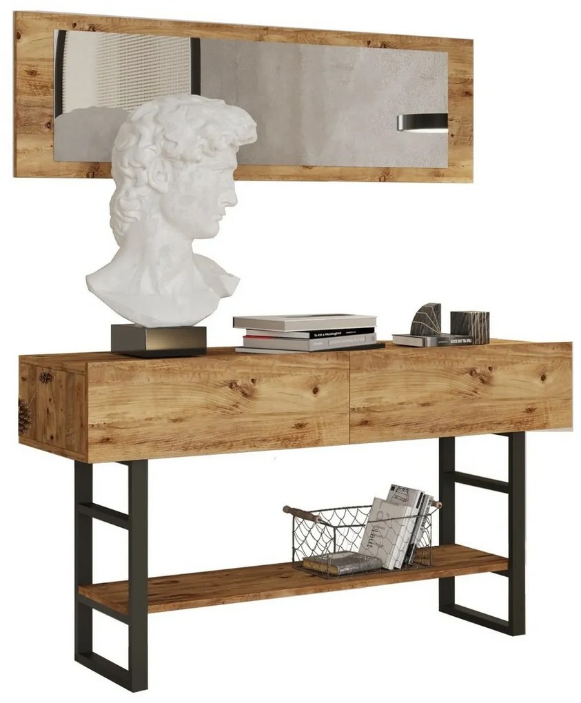 Mia Atlantic Pine konzolasztal tükörrel