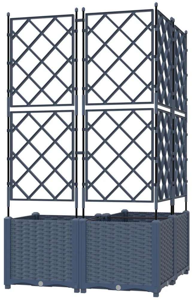 Kertcserép Trellisszel 3 db Szürke 80x80x143 cm
