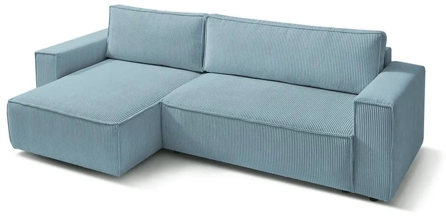 Mentazöld kordbársony kinyitható-tárolóhelyes sarokkanapé Nihad – Bobochic Paris