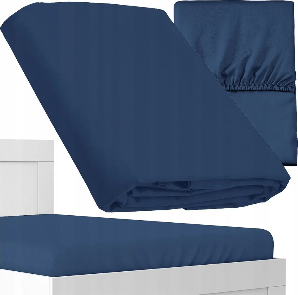 Szatén Gumis Lepedő Mikroszatén Mikroszálas Sötétkék 180x200