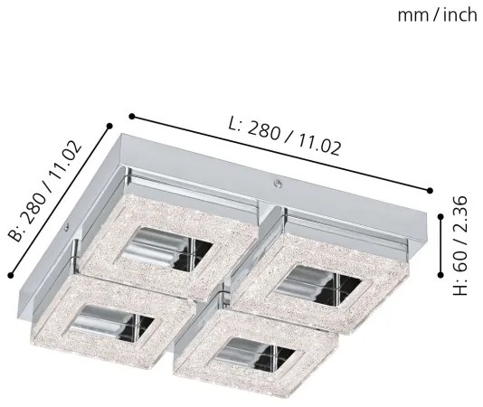 Eglo 95657 - FRADELO LED mennyezeti lámpa 4x4W 230V