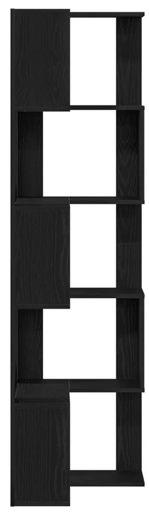 Sarok Könyvespolc 5 szintes Fekete Tölgy 50x50x179 cm Mérnöki Fa