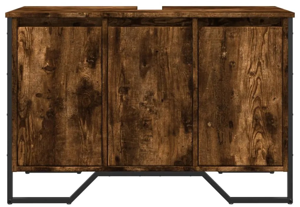 Füstös tölgy szerelt fa fürdőszobai mosdószekrény 91x35x60 cm