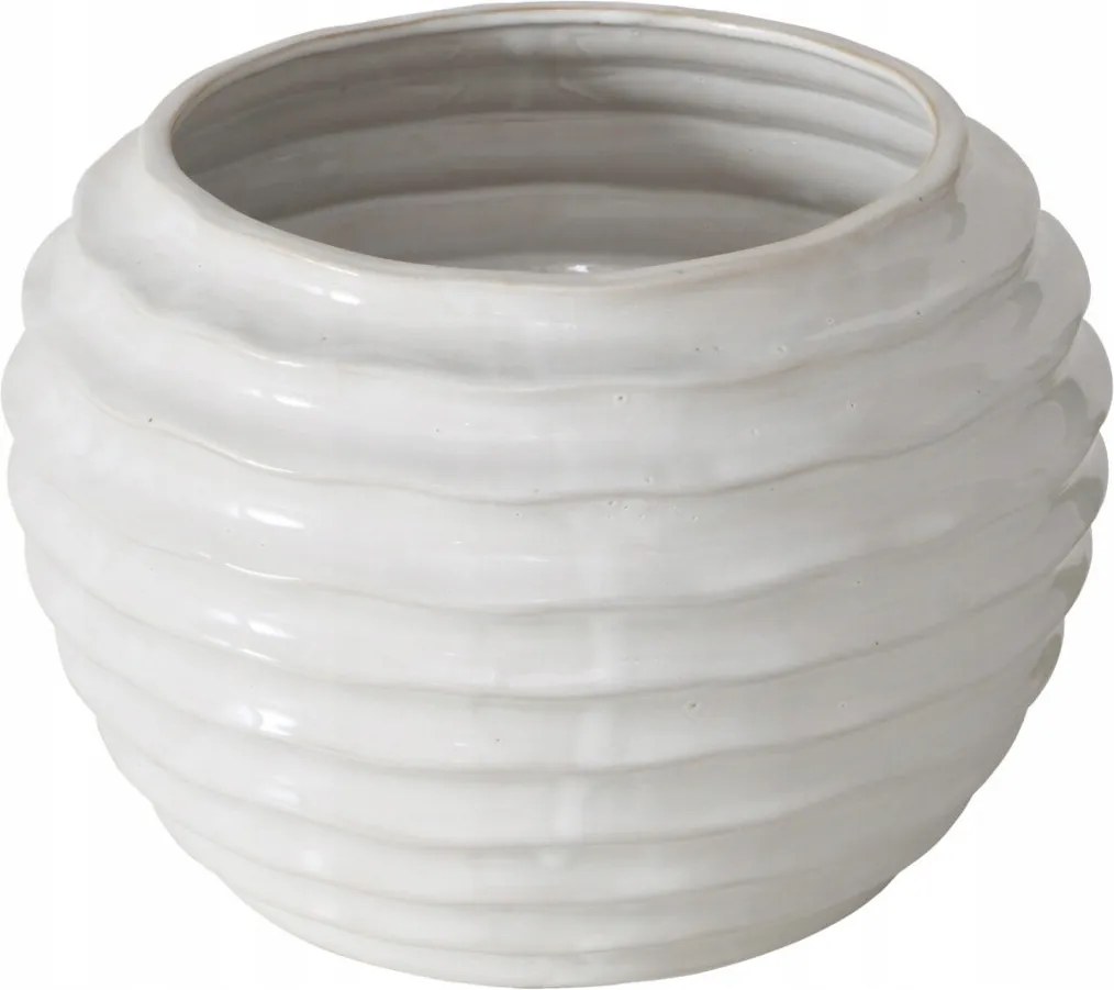 Kerámia Váza Fehér Repedt Dekoratív Kézi Készítésű Nanny 25X17 CM