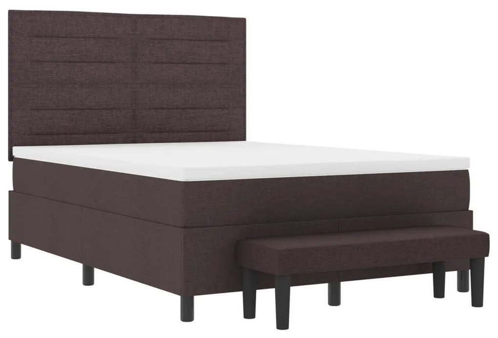Boxspring ágy matraccal és paddal Sötétbarna 140x200 cm Szövet