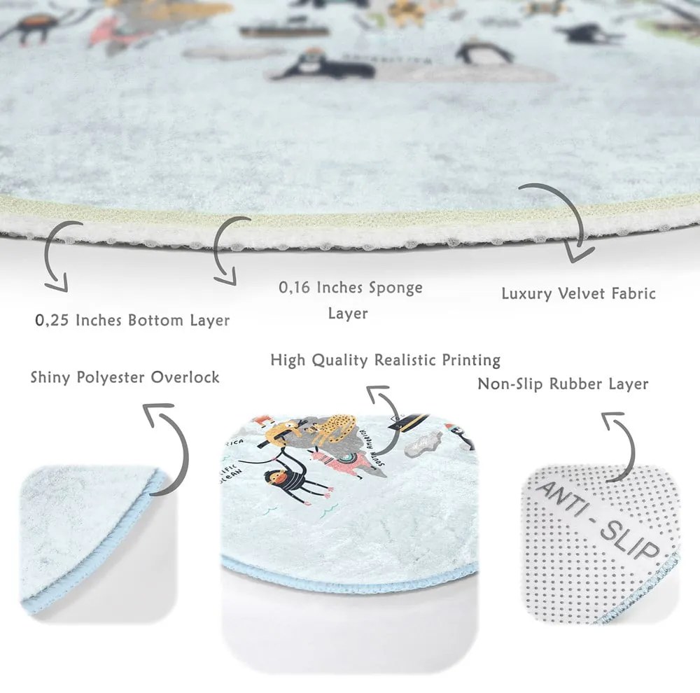 Világoskék gyerek szőnyeg ø 100 cm Comfort – Mila Home