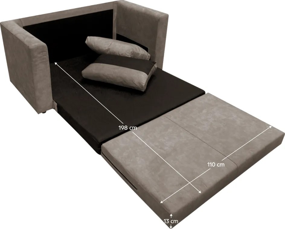 Kihúzható kanapé, szürkésbarna Taupe, BEJA