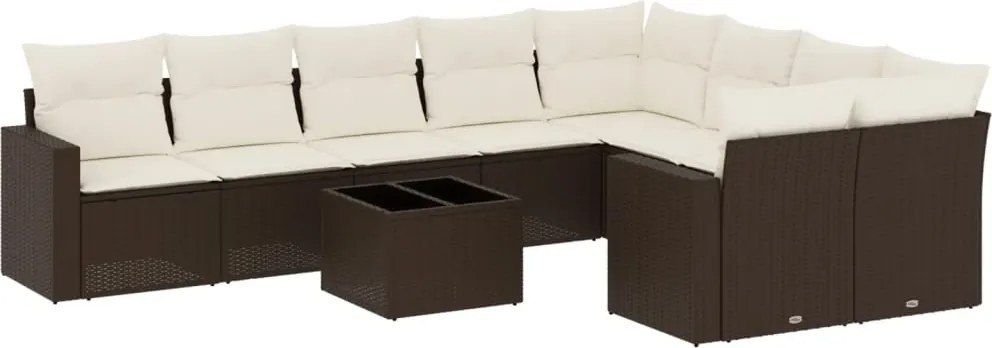 vidaXL 10 részes barna polyrattan kerti ülőgarnitúra párnákkal