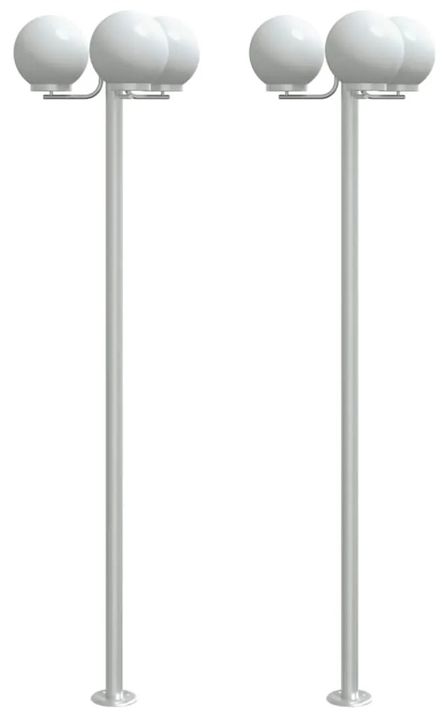 2 db ezüstszínű rozsdamentes acél kültéri állólámpa 215 cm