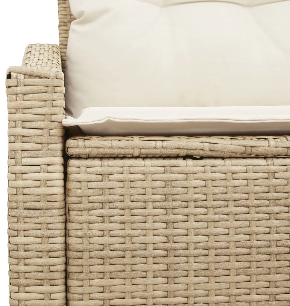 2-Fős Kerti Kanapé Párnákkal Bézs Poly Rattan