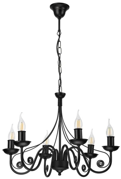 Csillár láncon DONATO 6xE14/40W/230V fekete