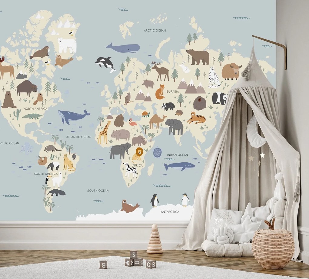 Gario Fotótapéta A kontinensek pasztell térképe Anyag: Vlies, Méret: 400 x 280 cm