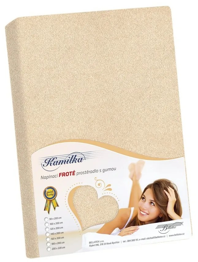 Kamilla frottír lepedő, világos bézs,, 180 x 200 cm