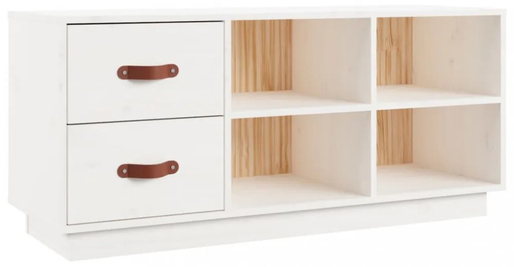fehér tömör fenyőfa cipőtároló pad 100 x 34 x 45 cm