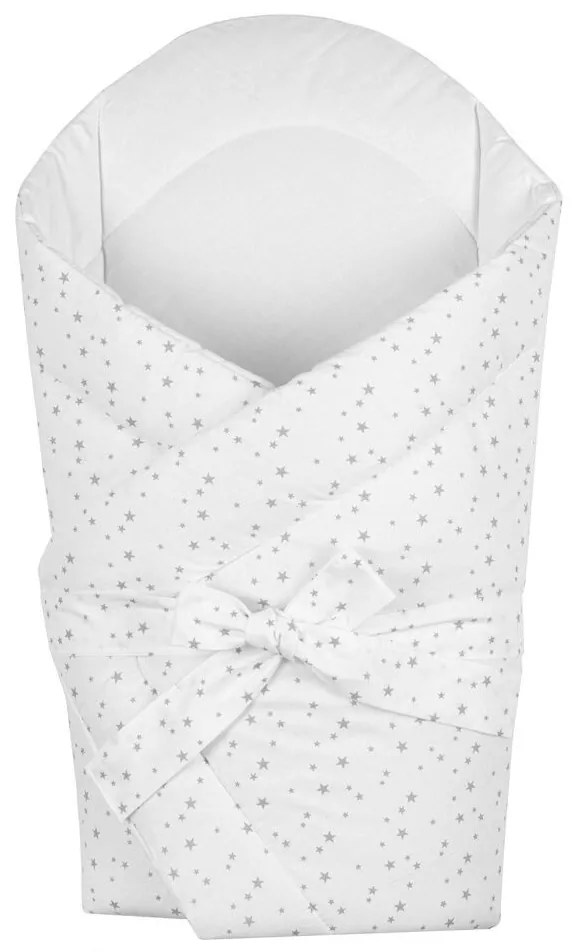 Pólya kókusz betéttel és masnival New Baby fehér szürke csillagok