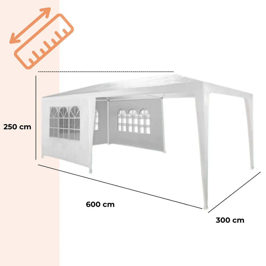 NEAPOL rendezvénysátor, 3x6m, fehér Jurhan