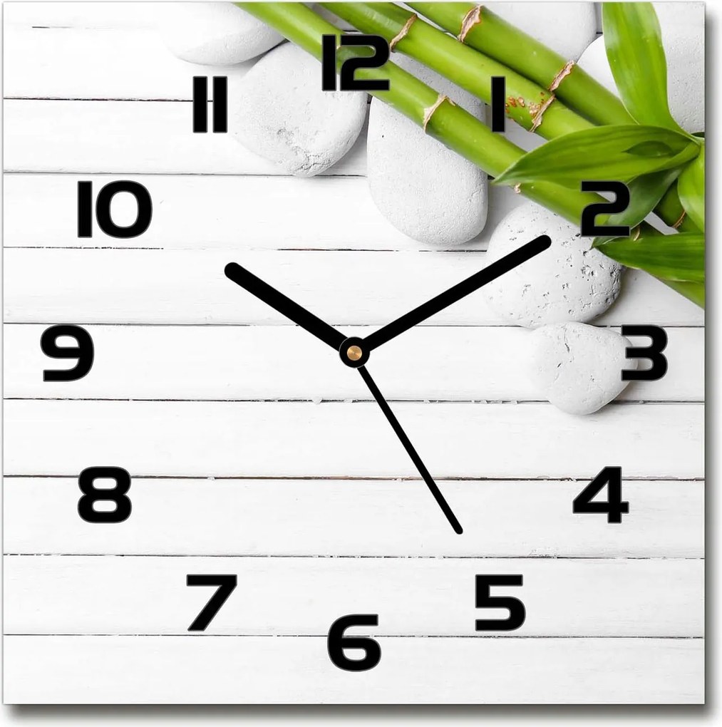 Üveg falióra szögletes bambusz 30x30 cm