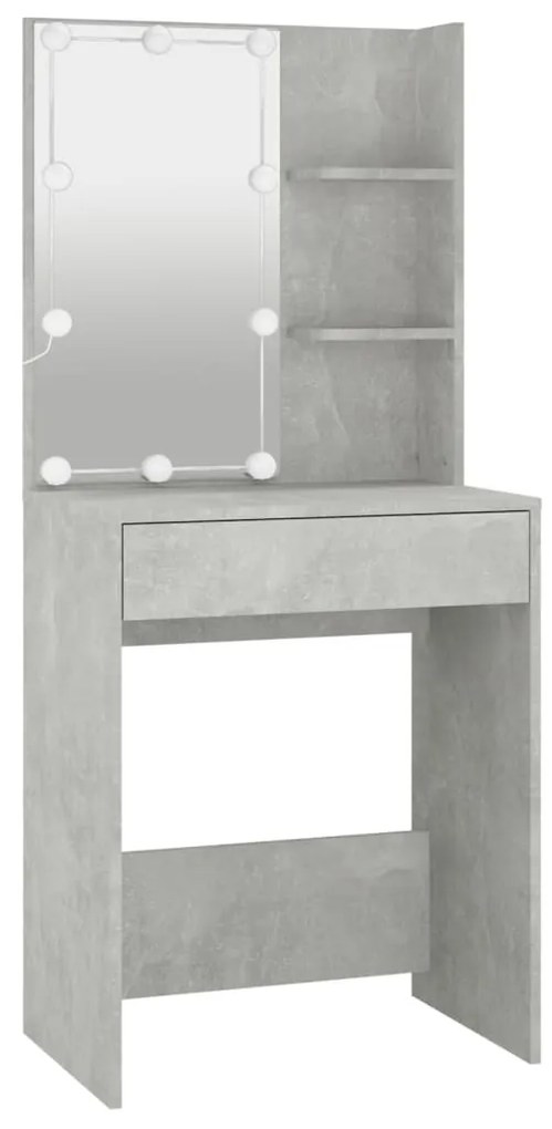 Betonszürke fésülködőasztal LED-del 60x40x140 cm