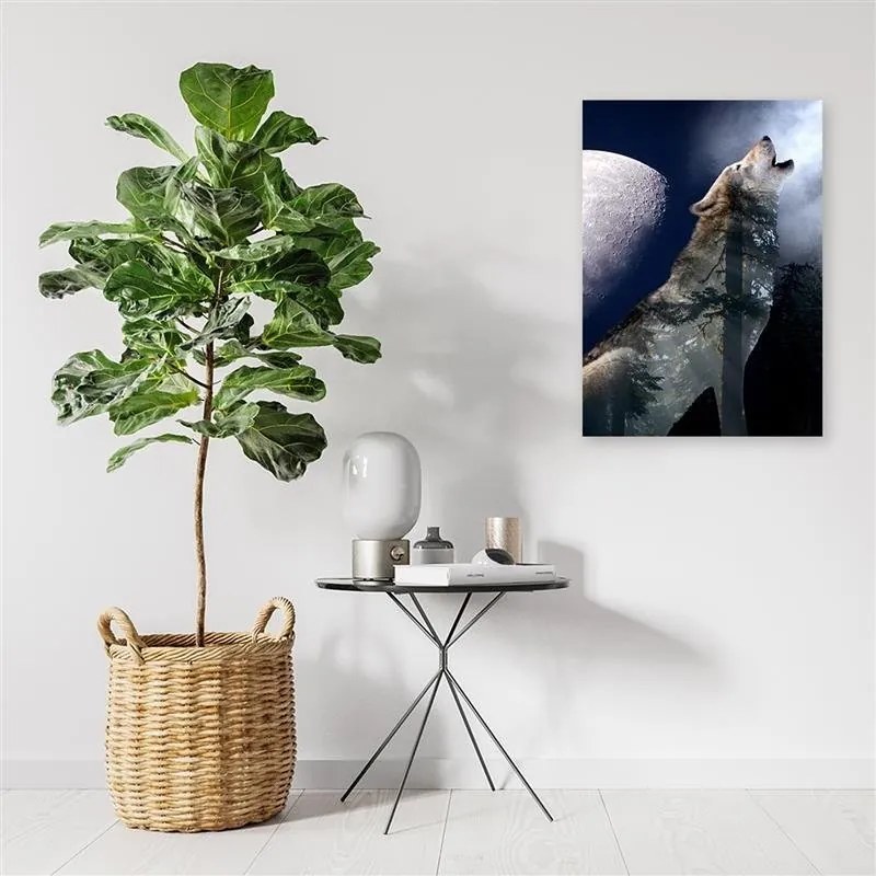 Gario Vászonkép Farkas üvölt éjszaka a Holdnak Méret: 60 x 90 cm