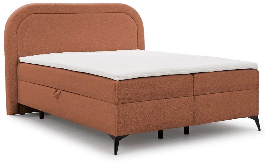 Narancssárga ágyneműtartós boxspring ágy 140x200 cm Ornes – Ropez