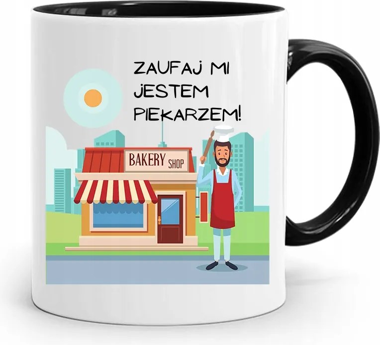 Bögre Fekete Ajándék Péknek Bízz Bennem fényképes nyomattal