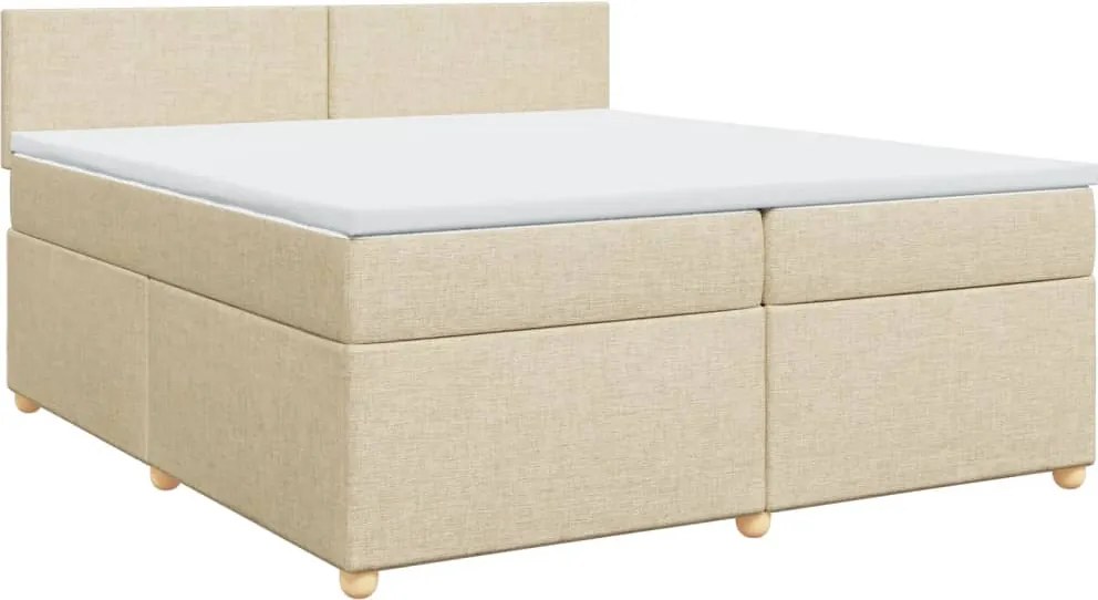 vidaXL krémszínű szövet rugós ágy matraccal 200 x 200 cm