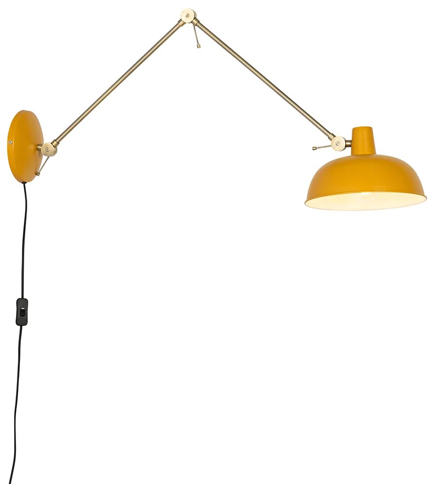 Retro fali lámpa sárga bronzzal - Milou