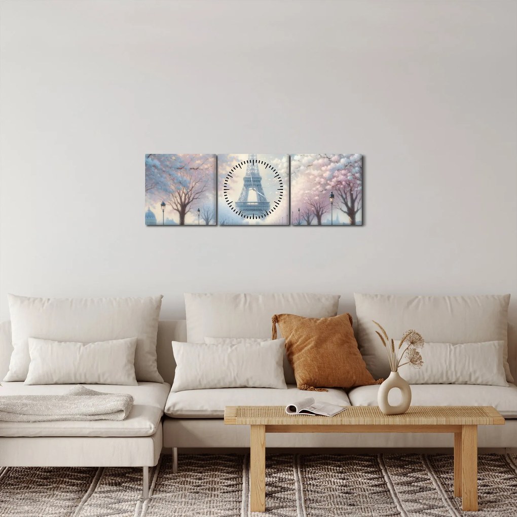 Kép - Párizsi festmény (órával) (90x30 cm)