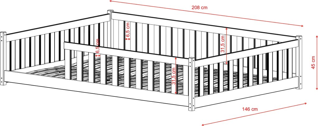 Egyszemélyes gyerekágy 140x200 MIRAKLE - fenyő