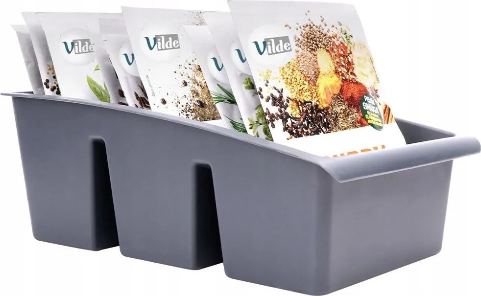 Fűszertartó szürke 25x15x9 cm funkcionális konyhai tároló