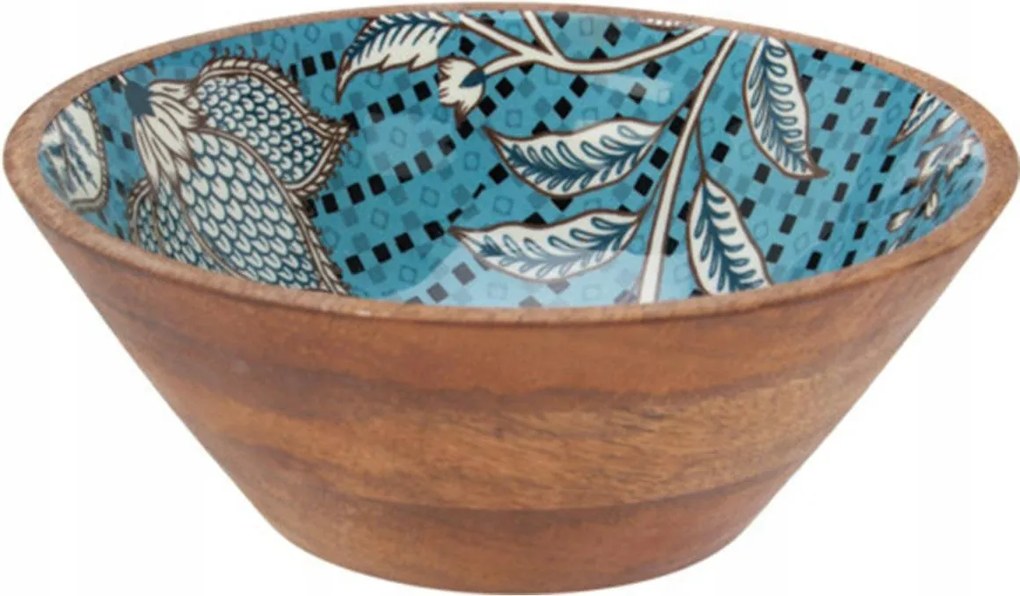 Miska Mangófából Kék Virágokkal 25cm Tálalótál Tál