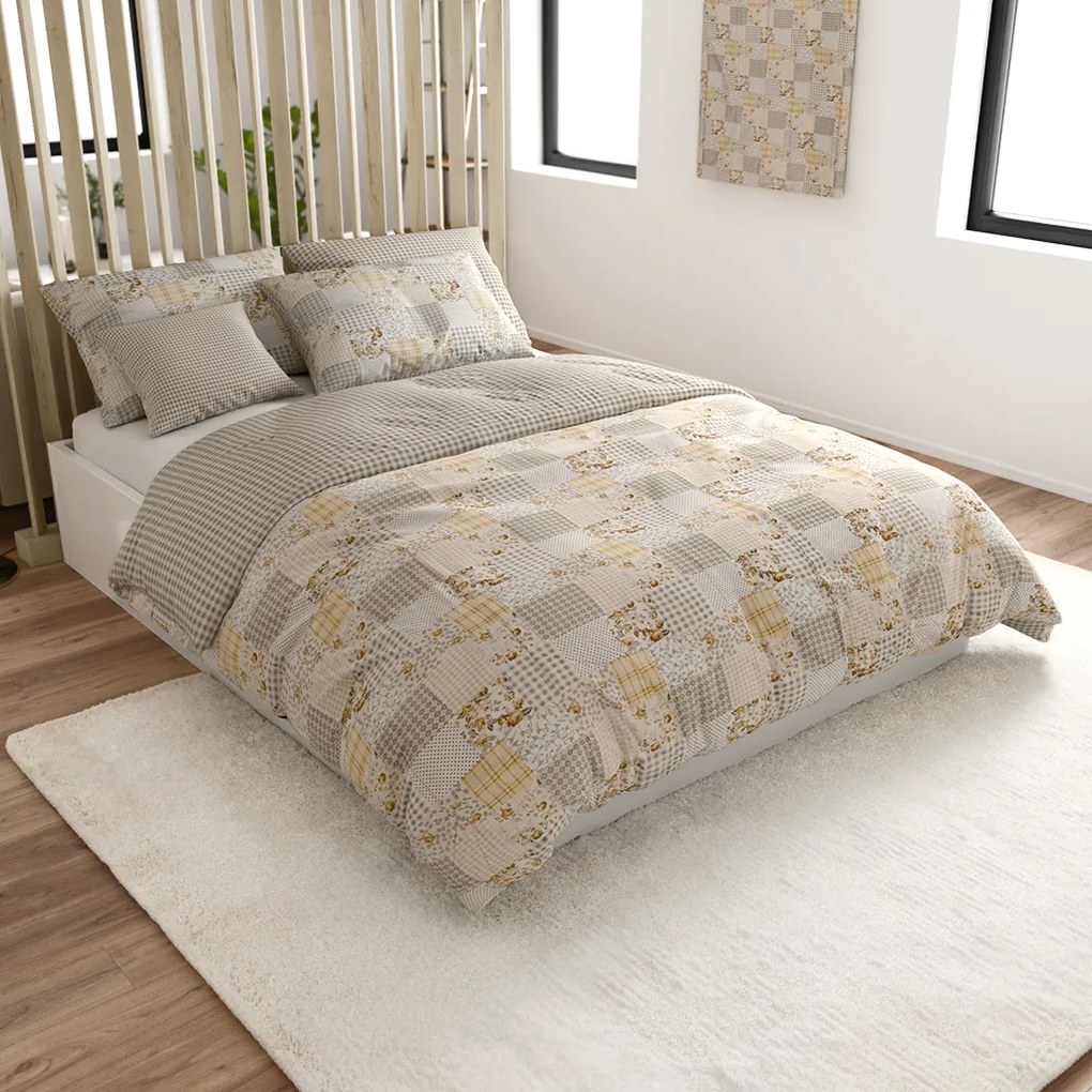 Renforcé pamut ágynemű PATCHWORK bézs Ágyneműhuzat mérete: 70 x 90 cm | 140 x 200 cm