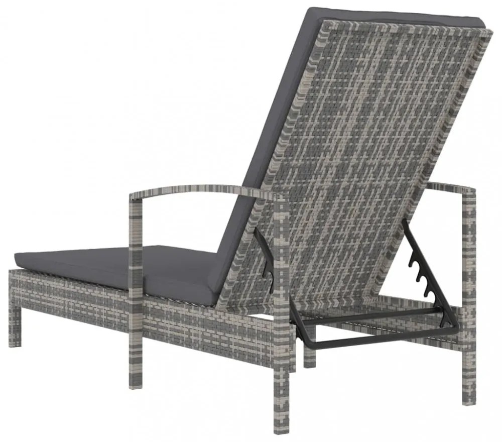 szürke polyrattan karfás napozóágy