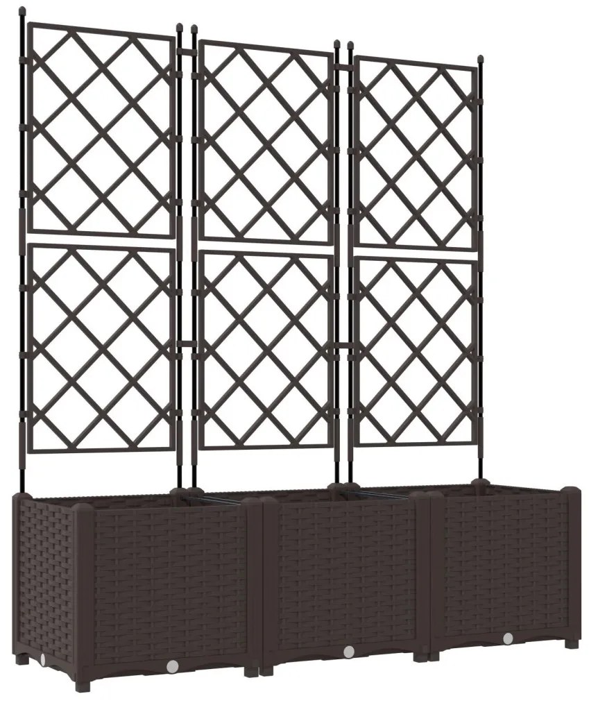 Kertvirágcserép rácsos 3 db Barna 120x40x143 cm
