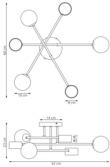 Felületre szerelt csillár HOLON 3xG9/8W/230V + 3xGX53/12W szürke