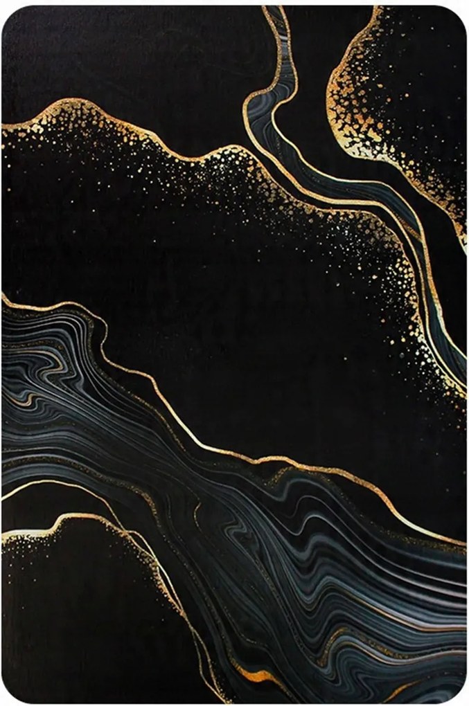 Fürdőszobaszőnyeg XXL 80x50 Márvány Fekete Csúszásgátló Gyorsan száradó