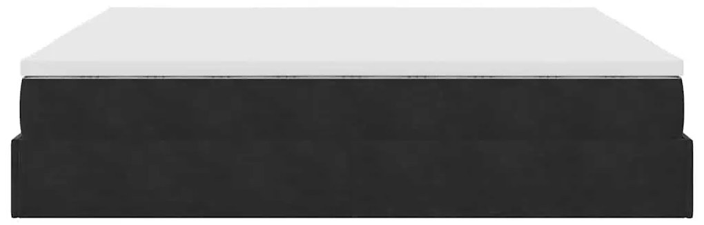 Ottomán ágykeret matracokkal Fekete 200x200cm bársony