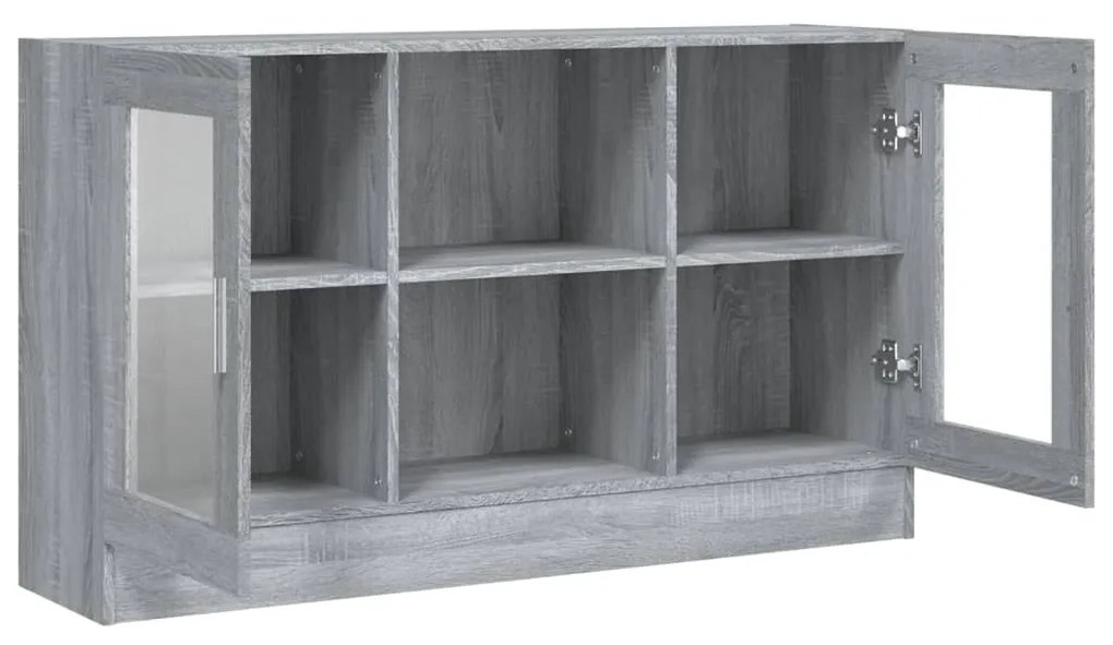 szürke sonoma színű szerelt fa vitrinszekrény 120x30,5x70 cm