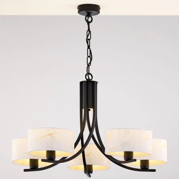 Jupiter 2104 - ARTHUR láncos csillár 5xE27/15W/230V fehér/fekete/márványmintás