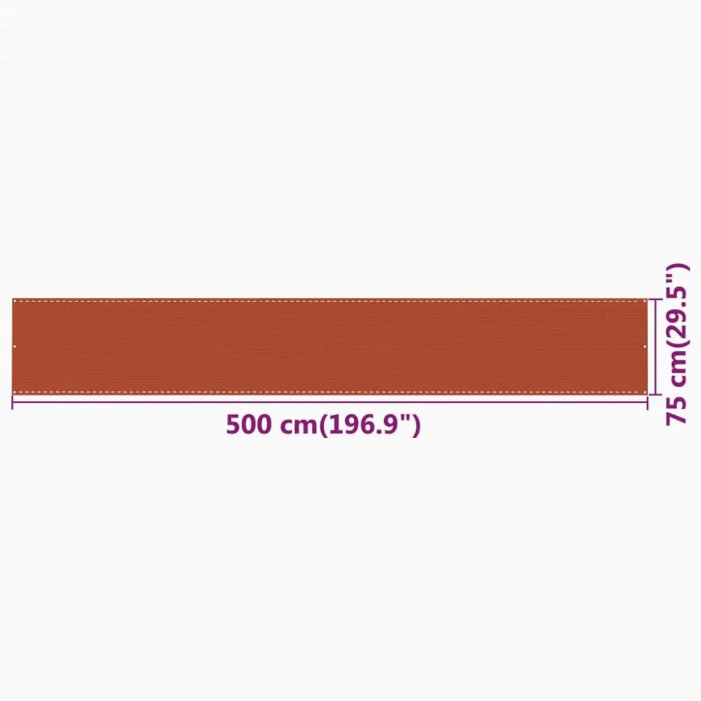 narancssárga HDPE erkélytakaró 75 x 500 cm
