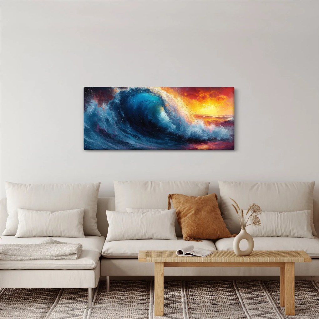 Kép - Hullám a naplementében (120x50 cm)