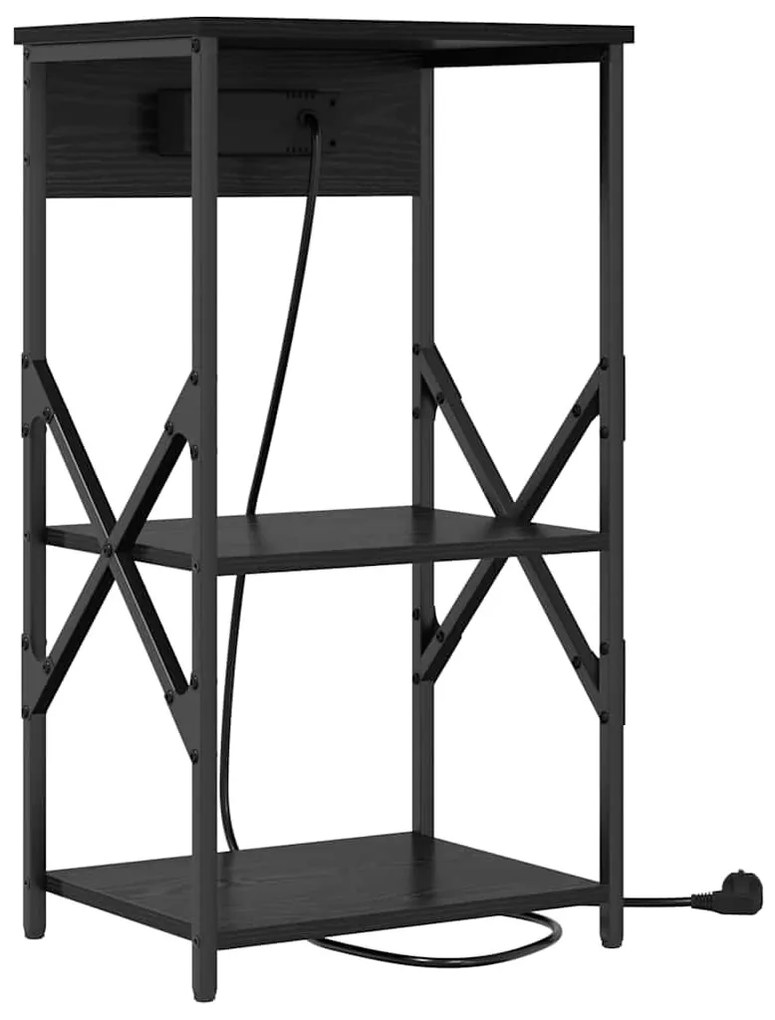 Éjjeliszekrény polcokkal Musta tammi 41 x 31 x 76 cm Faanyag