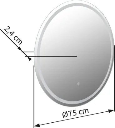 Globo 84034 Tükör, szatírozott üveg, műanyag, érintéses be/ki kapcsolás, dimmelhető, fokozatmentes érintéses dimmer, memória funkció, ø: 750mm, Mélység: 24mm, tartozék: LED 16W 230V, 230-1315lm forrás, 120-970lm kimenet, 4000K