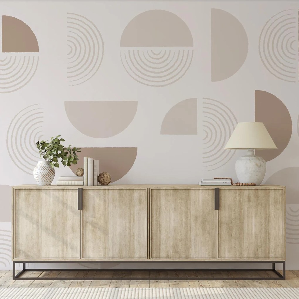 Fotótapéta – Absztrakt bézs körök (147x102 cm)