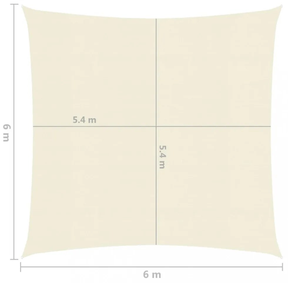 krémszínű HDPE napvitorla 160 g/m² 6 x 6 m