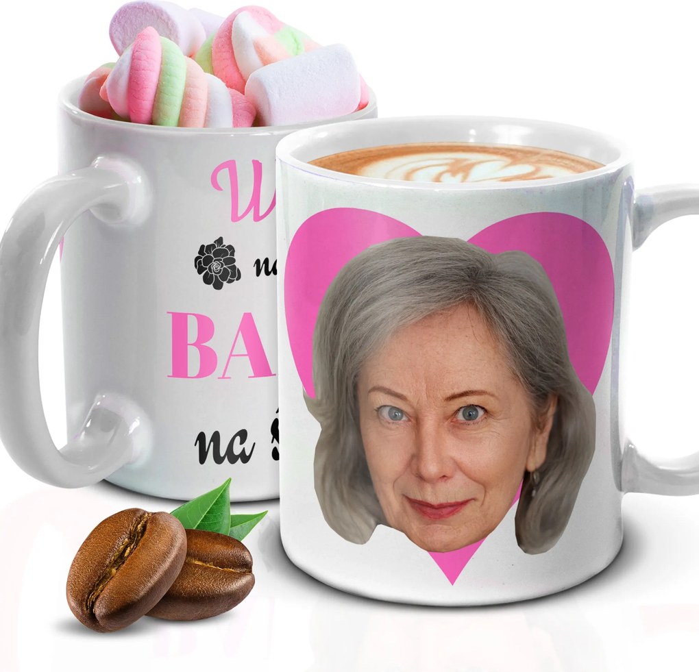 Bögre Fehér 330ml Az Ön fényképe Arc Ajándék Legjobb Nagymama Név Varázsló