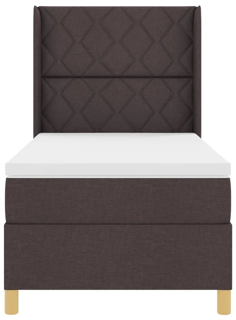 Boxspring Ágy Matrac Kétszemélyes Sötétbarna 90x200 cm Szövet